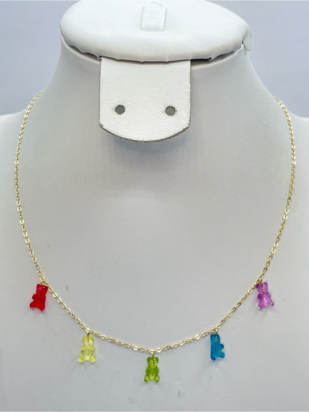 925 Sterling Silver Gold Tone Gummy Bear Charm Necklace Cute Dainty